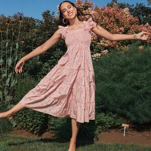 Hill House Bridgerton Floral Pink Ellie Nap Dress Size Medium